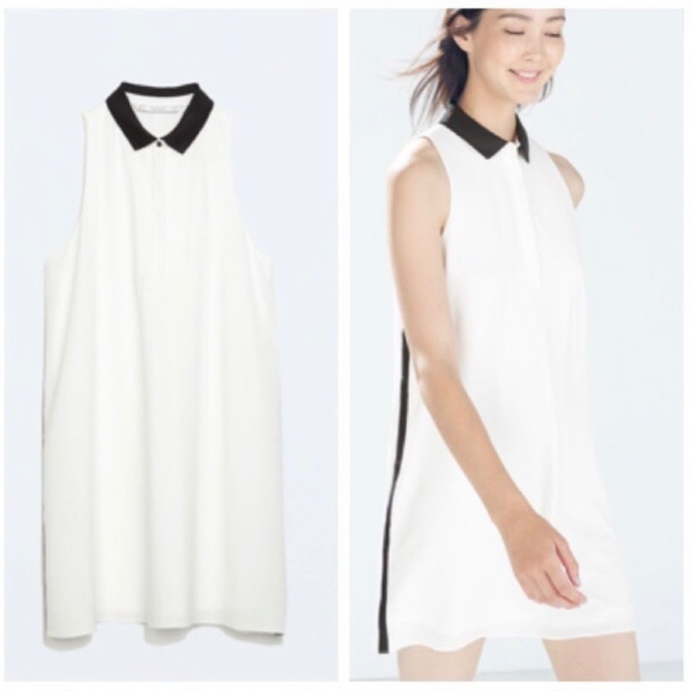 Zara White and Black Mini Dress